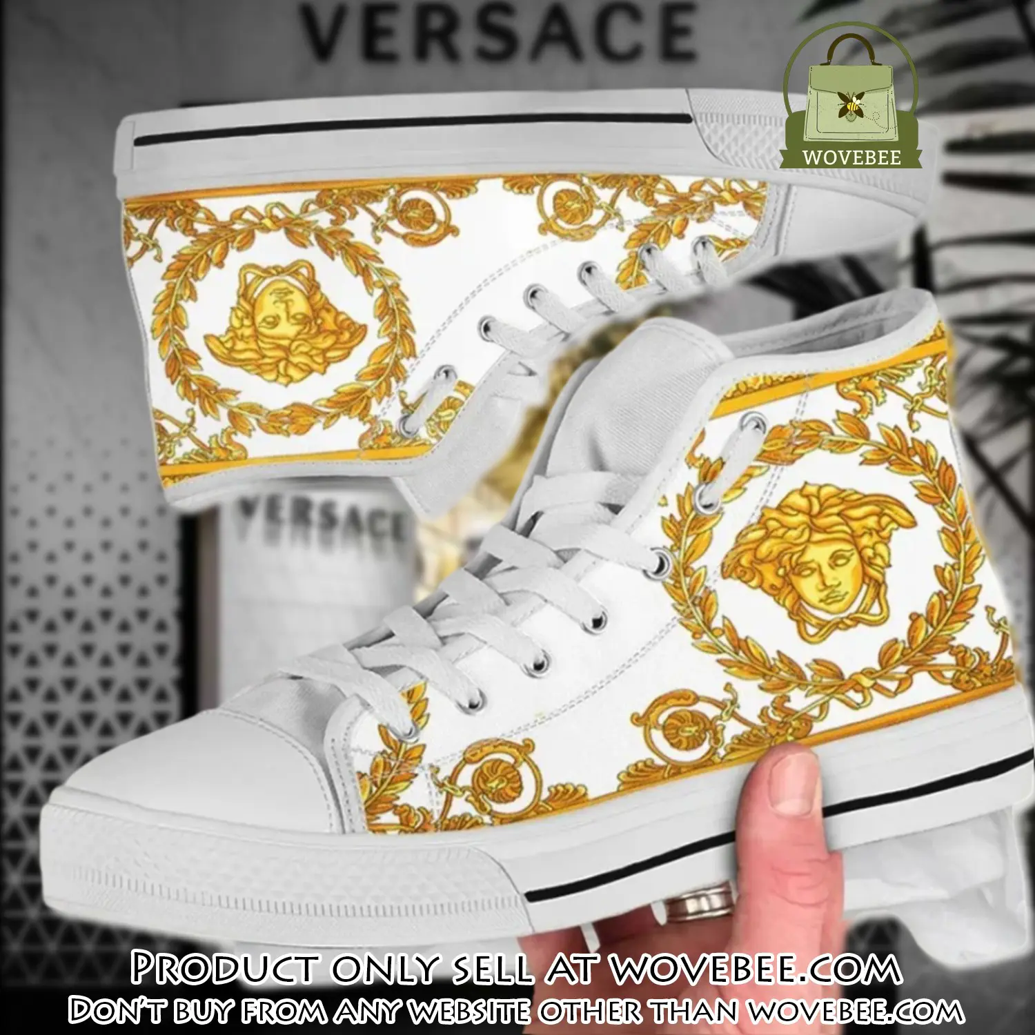 Versace medusa gold white premium high top canvas shoes luxury brand gifts for men women wvb5341914